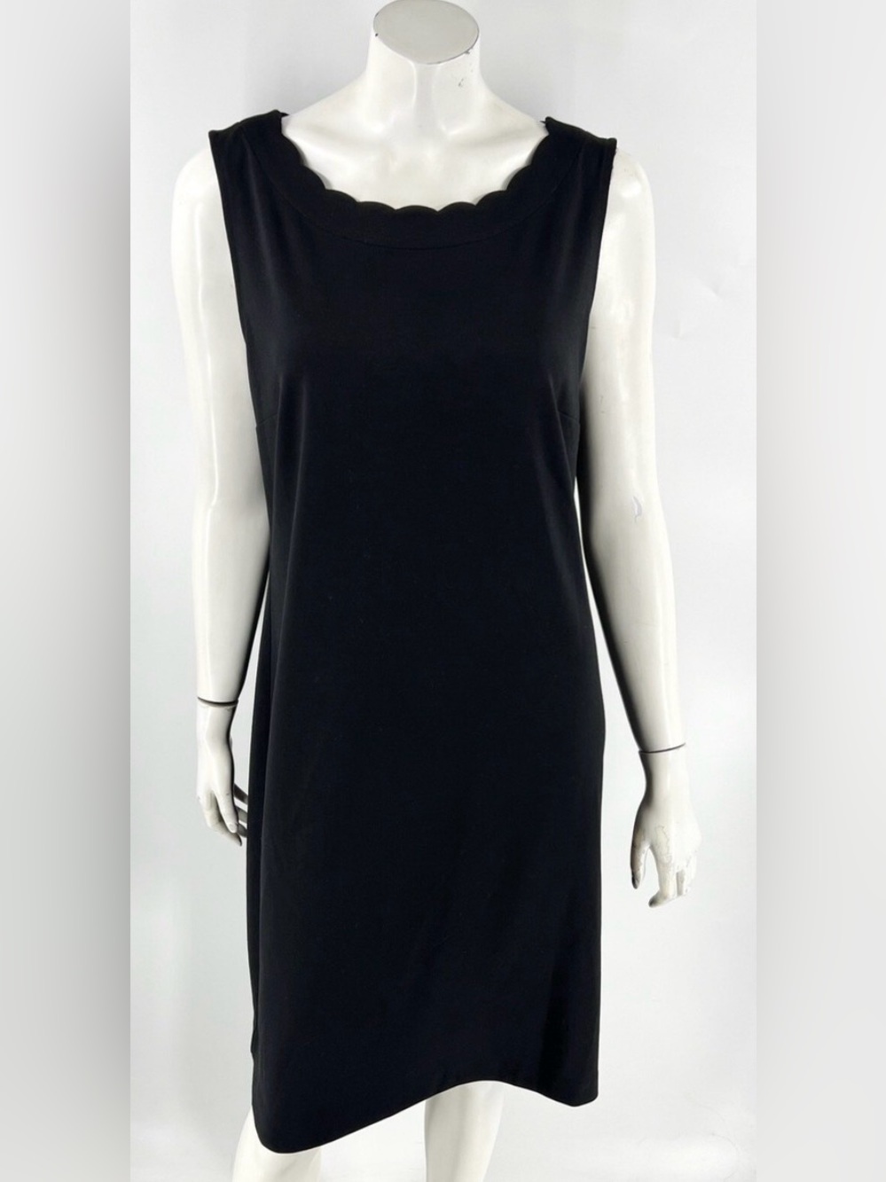 Talbots Black Sleeveless Scallop-Neck Sheath Dress